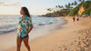 Red Hibiscus Island Women's Hawaiian Camp Shirt