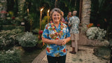 Red Hibiscus Island Women's Hawaiian Camp Shirt