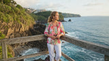 RJC Womens Watercolor Tropic Peasant Blouse