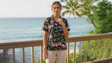 Pink Flamingo HIbiscus Women's Hawaiian Camp Shirt