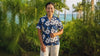 White Hibiscus Fern Women's Hawaiian Camp Shirt
