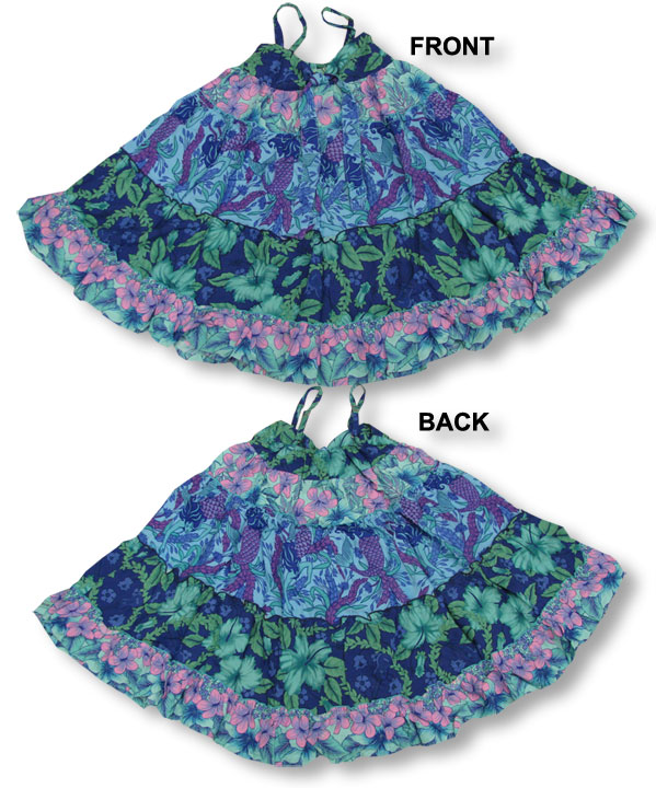 Rainbow Plumeria Mermaid Girl's Swing Tier Dress