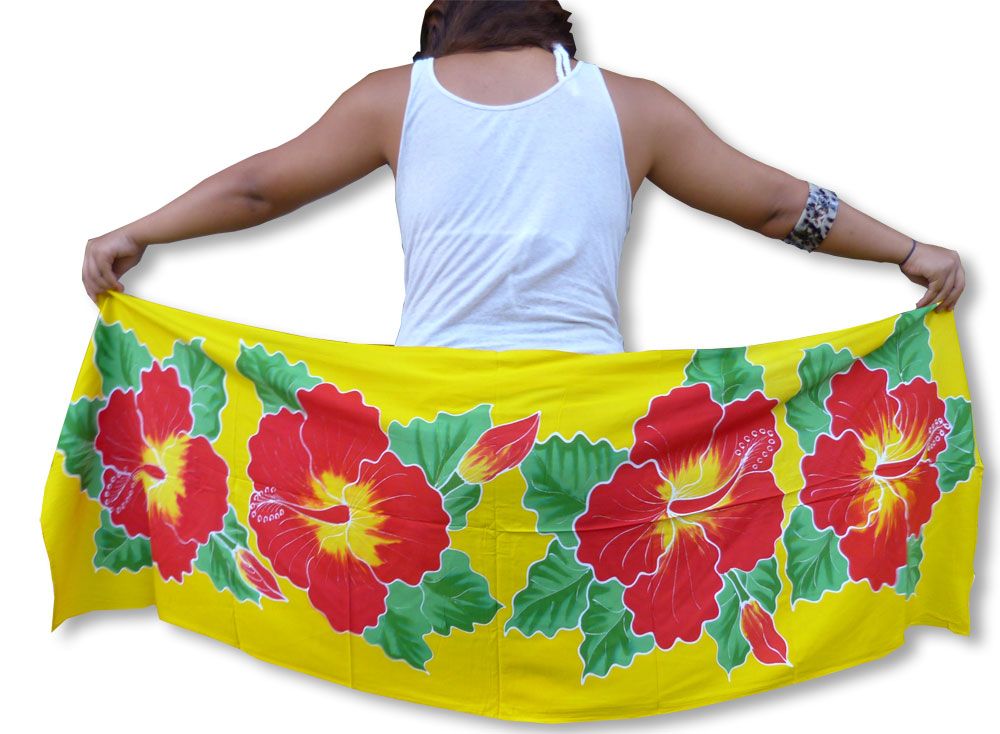 Four Hibiscus Hand Painted Half Size Sarong