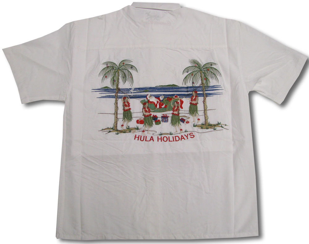 Santa's Hula Girl Holidays Embroidered Shirt