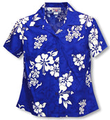 Shadow White Hibiscus women�s fitted cotton