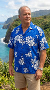 Shadow White Hibiscus Men's — Men's Cotton Shirts — Pacific Legend
