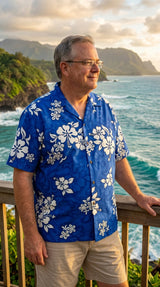 Shadow White Hibiscus Men's — Men's Cotton Shirts — Pacific Legend (view 7)