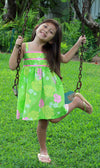 Spring Pastel Girl's Empire Ribbon Dress