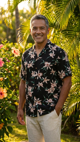 Paradise Found Men's Star Orchid Tom Selleck Magnum PI Hawaiian Shirt — Men's Rayon Shirts — Paradise Found