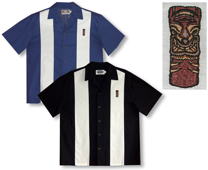 Tiki Retro Embroidered Bowling Style Shirt