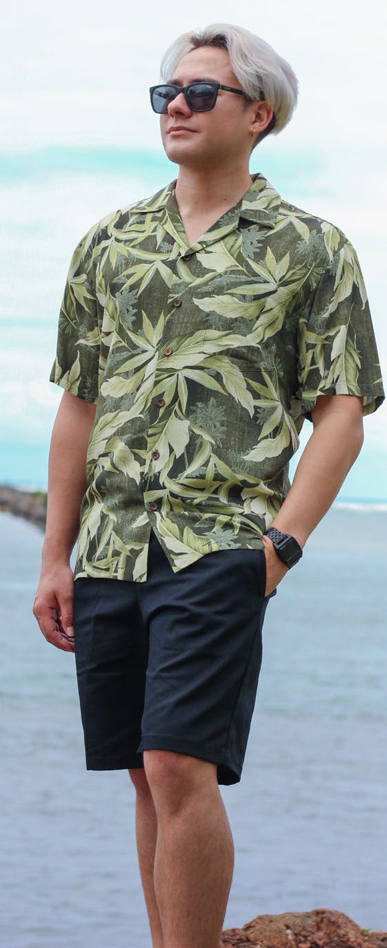 Tonal Leaves Mens Shirt