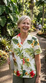 Tropical Summer HIbiscus Women's Hawaiian Camp Shirt