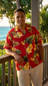 Tropical Summer Hibiscus Men's Shirt — Men's Cotton Shirts — RJC (view 8)