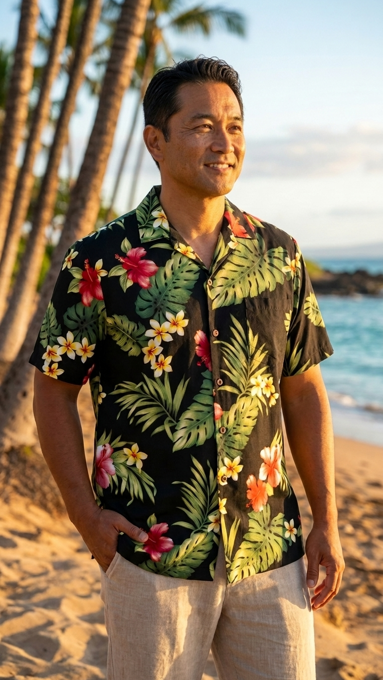 Tropical Summer Hibiscus Men's Shirt — Men's Cotton Shirts — RJC