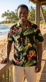 Tropical Summer Hibiscus Men's Shirt — Men's Cotton Shirts — RJC (view 9)