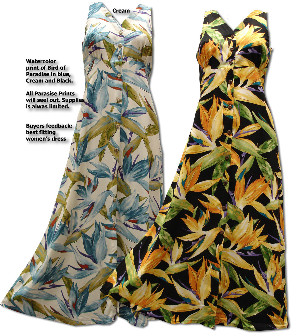 Watercolor Bird of Paradise button front long tank