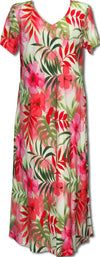 Watercolor Tropics V-Neck Evening Dress