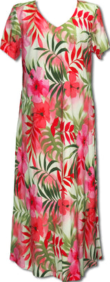 Watercolor Tropics V-Neck Evening Dress