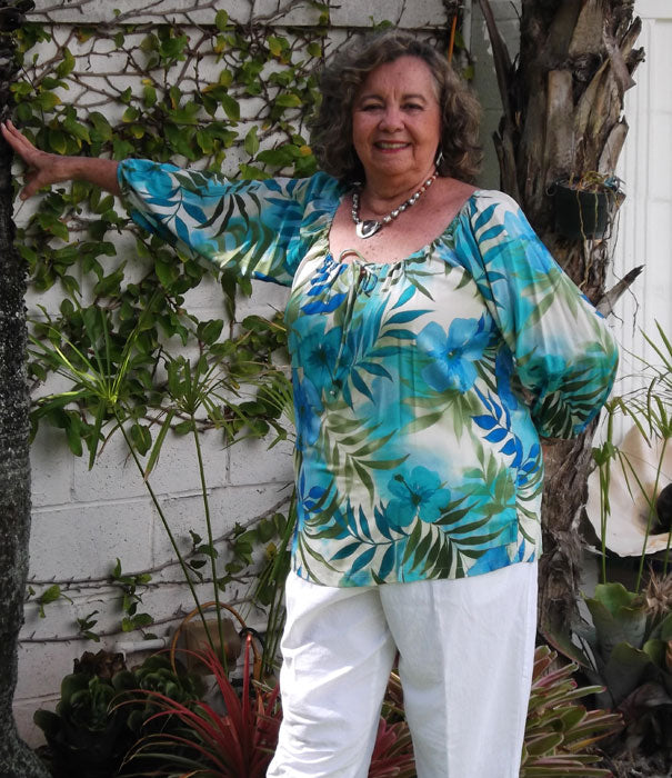 Watercolor Tropics Womens Peasant Blouse