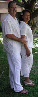 Wedding White Paradise Found Rayon Capri Pants