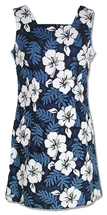 White Hibiscus Fern Petite Women's A-Line Dress