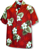 White Hibiscus Monstera boy's shirt
