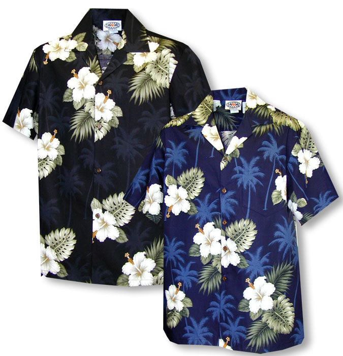 White Hibiscus Monstera Men's Shirt