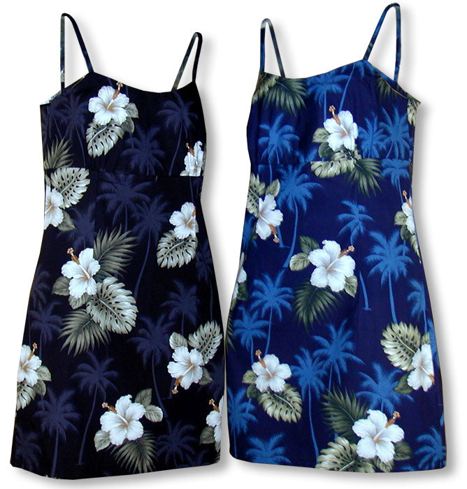 White Hibiscus Monstera Empire Dress