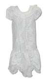 White Fancy Quilt Dress with Double White Bows