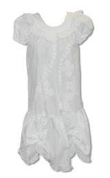 White Fancy Quilt Dress with Double White Bows