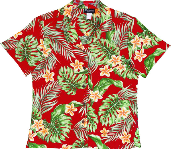 Windy Spring Plumeria Women's Camp Shirt
