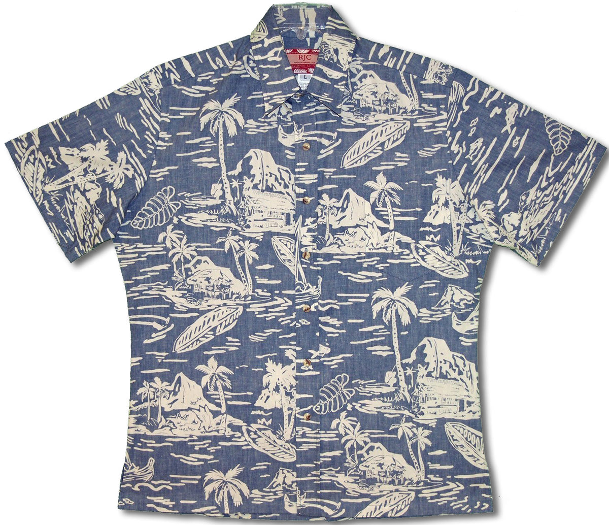 Woodcut Hawaiian Businessman's Reverse Shirt