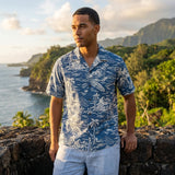 Woodcut Hawaiian Businessman's Reverse Shirt — Men's Reverse Print Shirts — RJC (view 6)