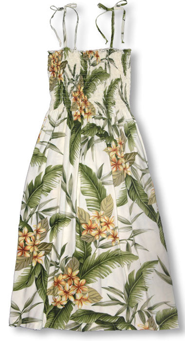 Yellow Plumeria Garden Smocked Tube Dress