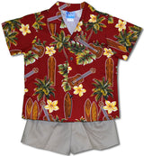 Plumeria Ukulele Surfboard Boy's 2pc